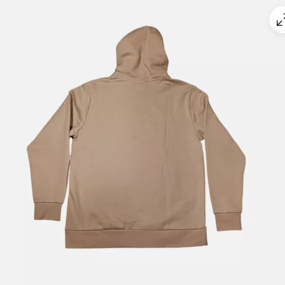 Reebok Hoodie Mens Size Large Beige Fleece Logo Long Sleeve Pullover Regular Fit - Picture 3 of 10